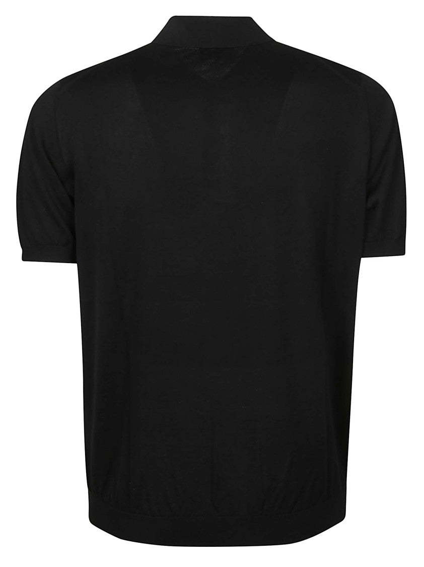 Drumohr Black Minimalist Cotton Logo Polo