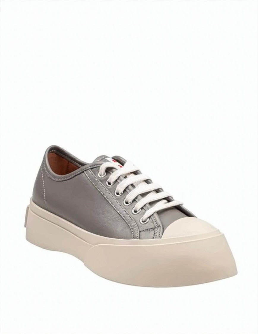 Marni Smooth Leather Sneakers With Contrast Sole And Subtle Branding