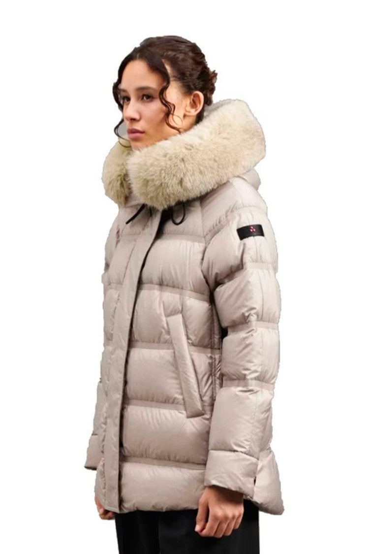 Peuterey Taupe Hooded Quilted Polyester Puffer Jacket