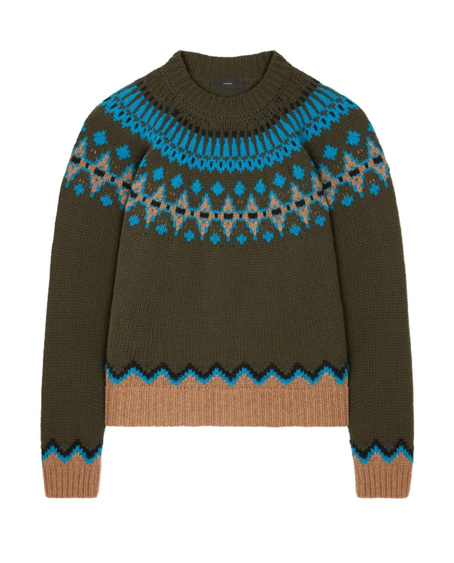 Alanui Geometric Knit Crewneck Sweater With Accents