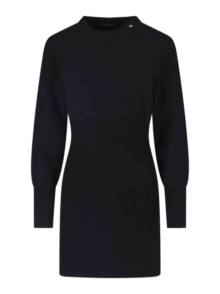 Anine Bing Ribbed Mini Dress With Metallic Logo Detail