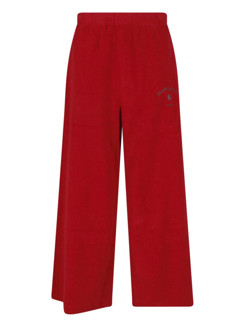 Mm6 By Maison Margiela Red Cotton Terry Straight-Leg Sweatpants