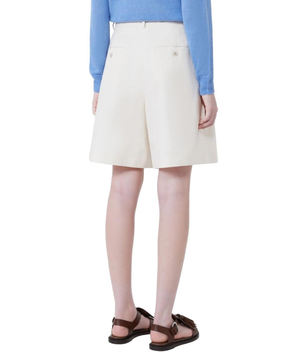 Max Mara Ecru Wkdecuba Cotton Linen Shorts