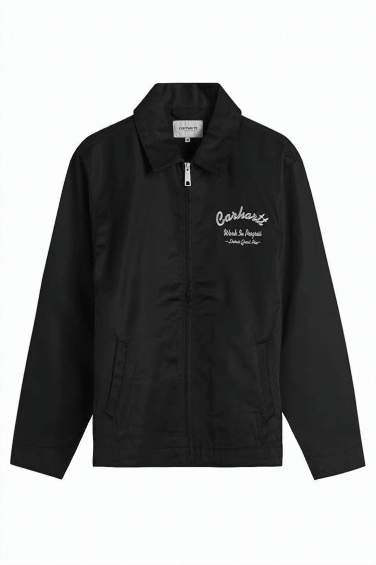 Carhartt Wip Minimalistic Black Jacket With Front Zipper
