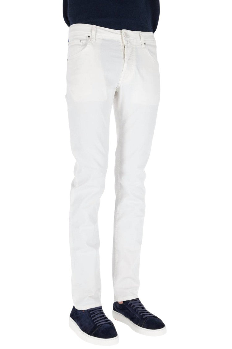 Jacob Cohen Slim-Fit White Bull Stretch Jeans With Classic Five-Pocket Design