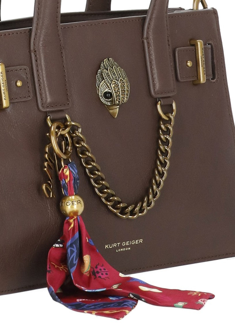 Kurt Geiger Brown Sloane Leather Structured Tote Bag
