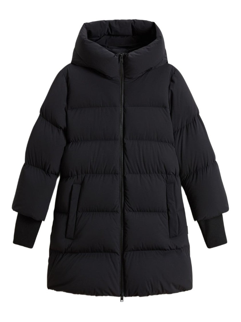 Woolrich Tailored Black Coat With Traditional Collar