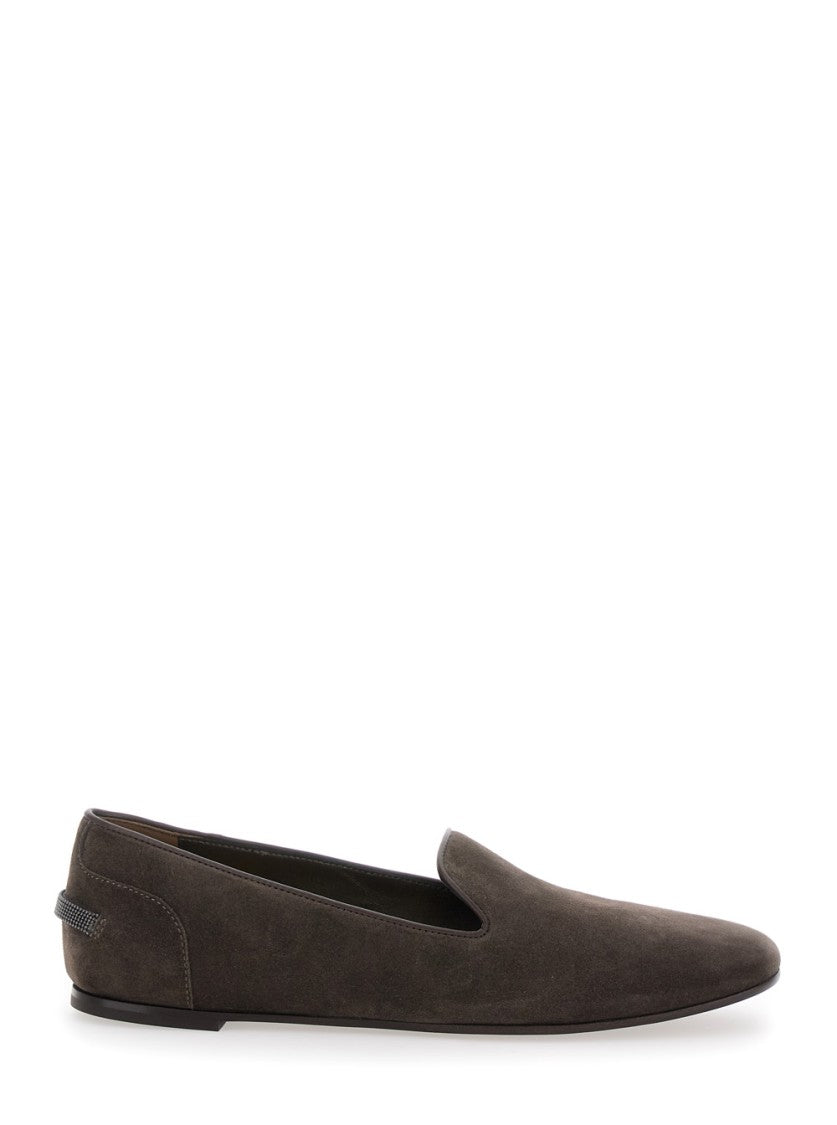 Brunello Cucinelli Brown Suede Slip-On Loafers