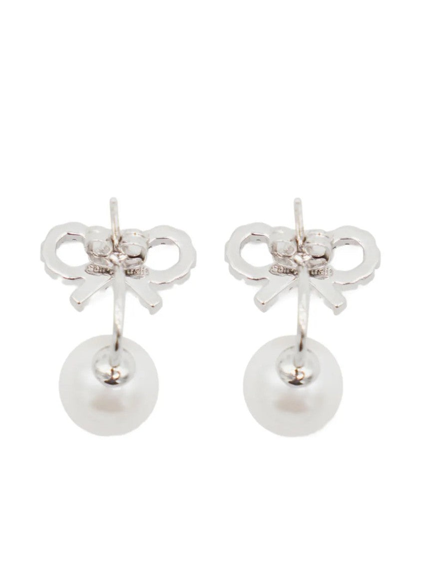 Self-Portrait Crystal Bow Drop Earrings