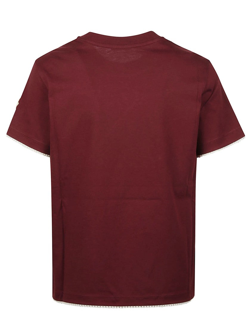 Moncler Burgundy Minimalist Cotton Logo T-Shirt