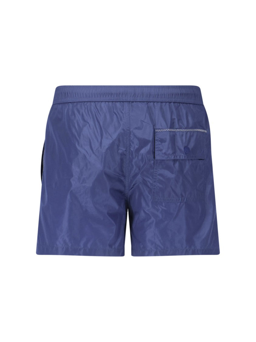 Moncler Blue Mid-Rise Straight Leg Swim Shorts