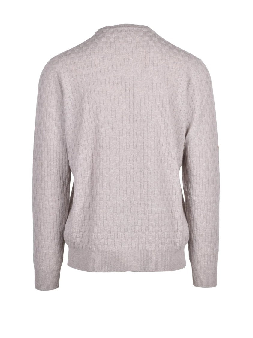 Filippo De Laurentiis Stone Merino Wool-Blend Crewneck Sweater