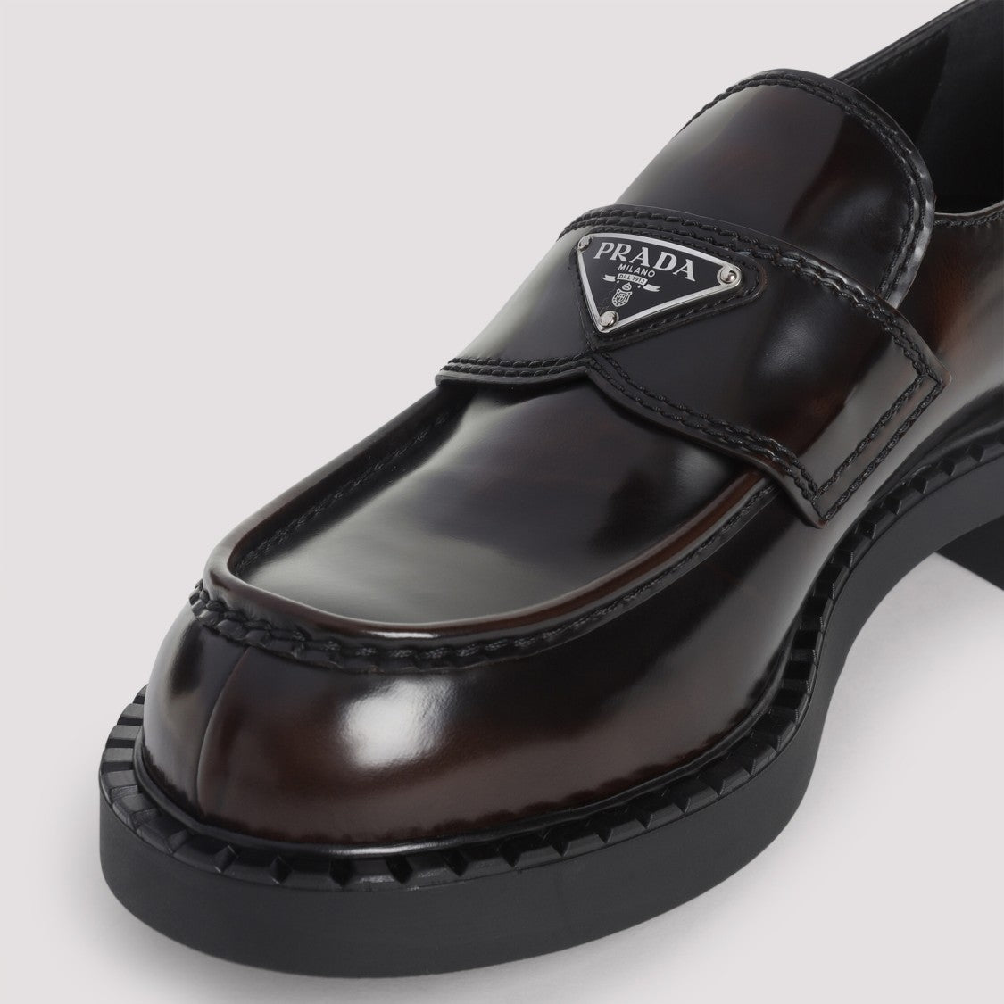 Prada Bruciato Brushed Leather Loafers