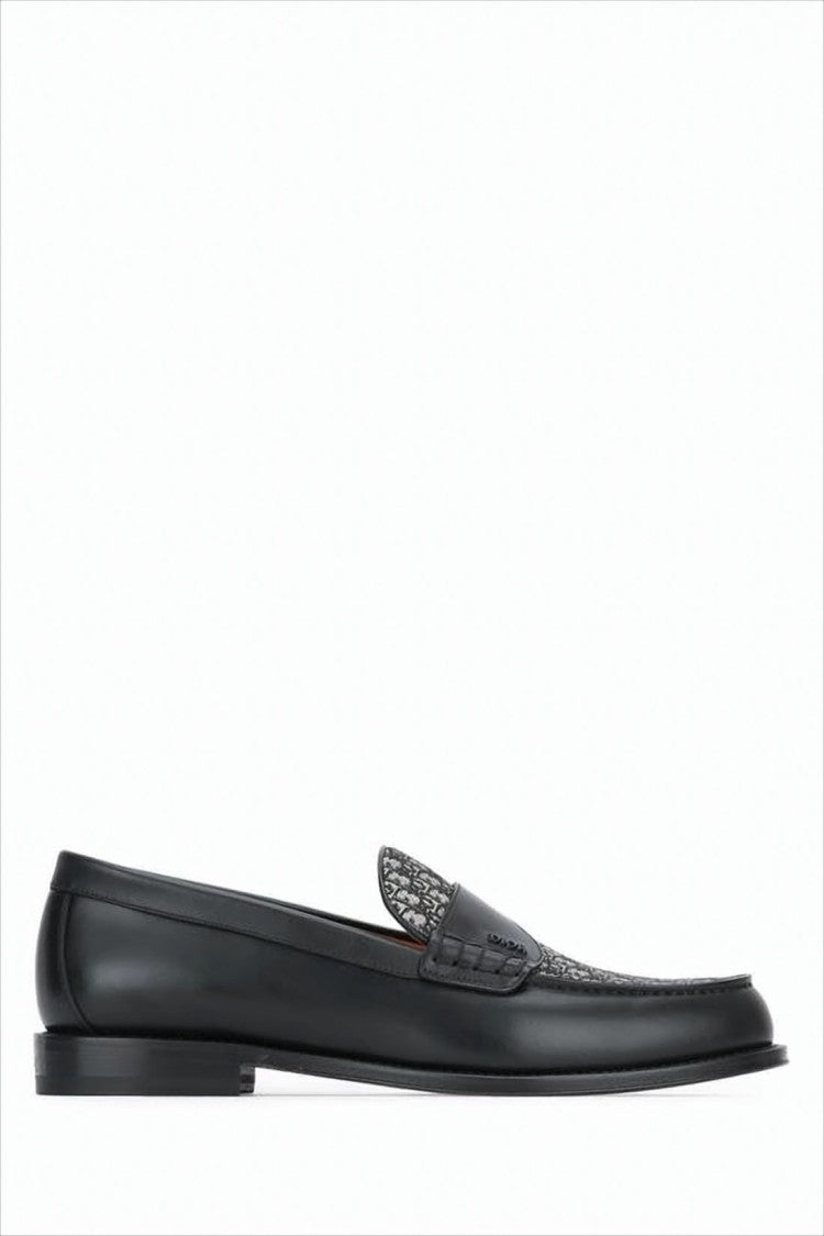 Dior Smooth Leather And Fabric Panel Loafers