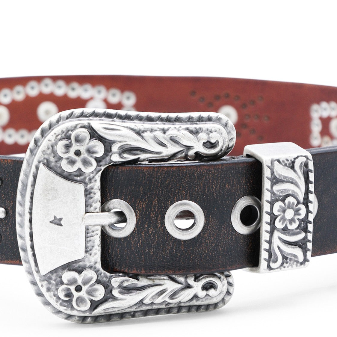 Golden Goose Intricate Leather Belt With Vintage-Inspired Buckle