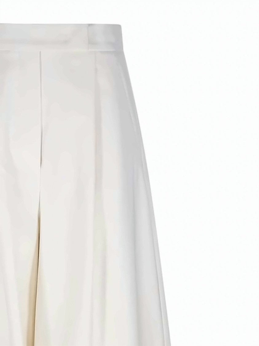 Max Mara High-Waisted Cropped White Palazzo Pants With Front Pleats