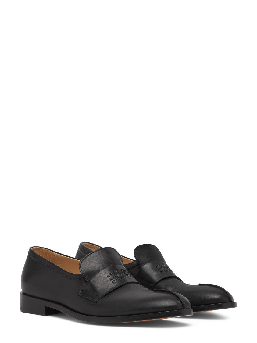 Mm6 By Maison Margiela Pointed Toe Black Calf Leather Flats