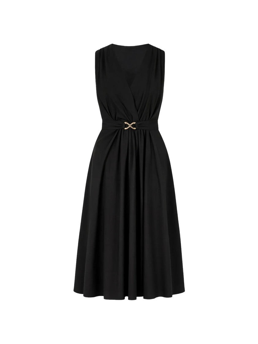 Twin-Set Black Sleeveless Midi A-Line Dress