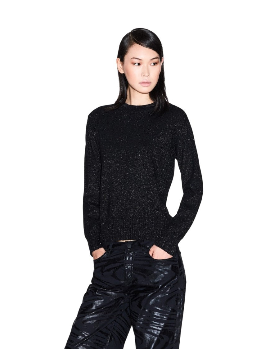 Armani Exchange Shiny Lurex Finish Sweater Ribbed Edges