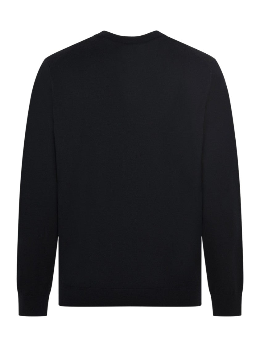 Lacoste Crew Neck Black Wool Logo Sweater