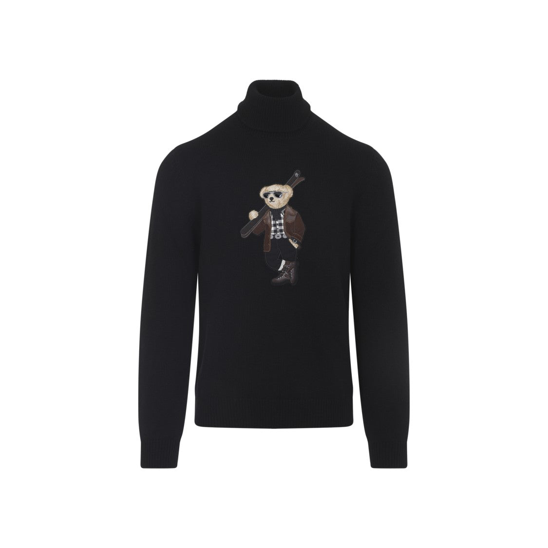 Ralph Lauren X Purple Label Bear Long Sleeve Black Cashmere Pullover