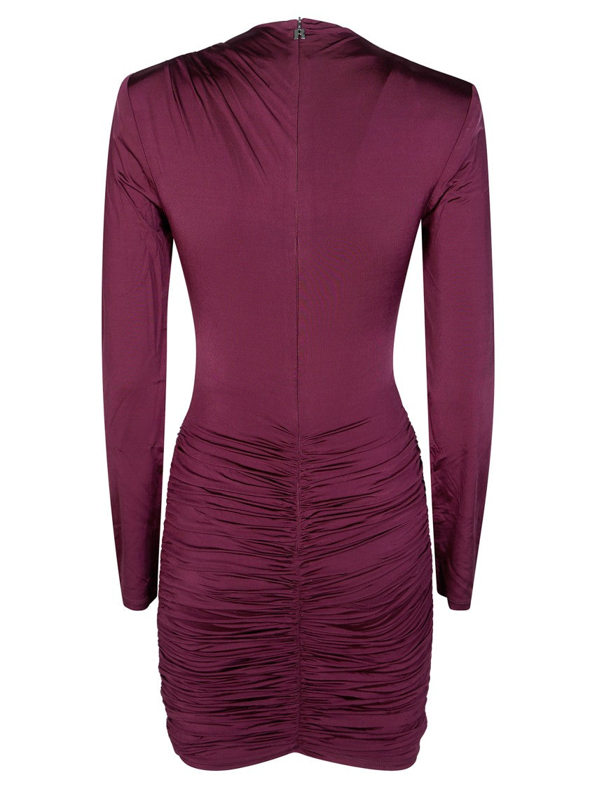 Rotate Draped Ruched High Neck Mini Dress