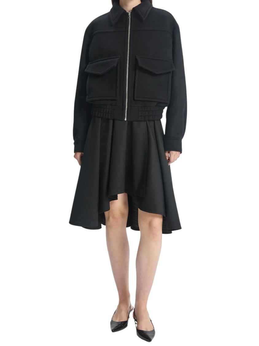 Bite Studios Black Voluminous Tailored Wool Midi Skirt