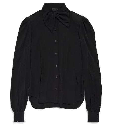 Balenciaga Button-Down Shirt With Bow Tie Collar And Puffed Sleeves