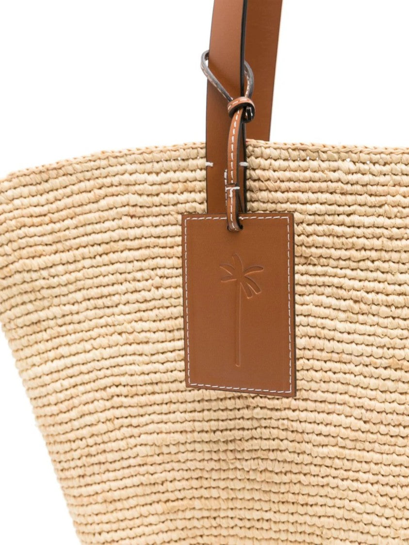Manebi Woven Basket Leather Tote Bag