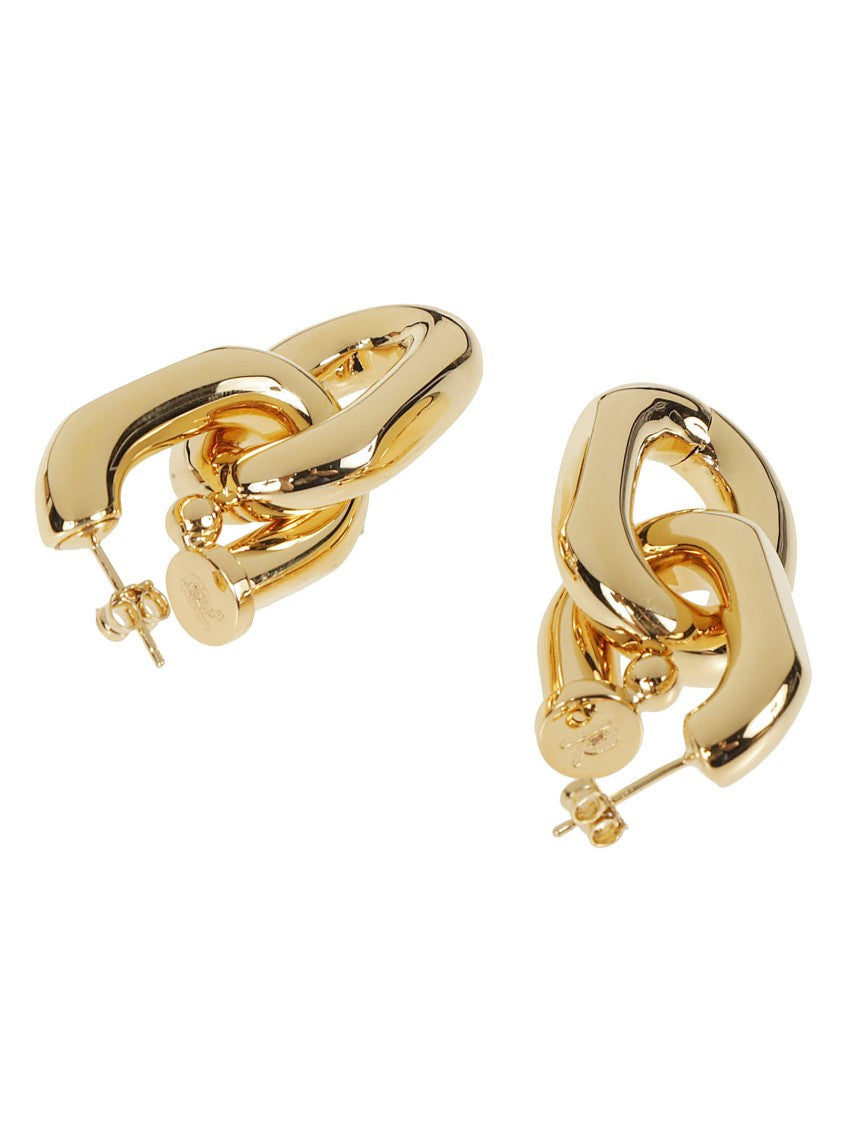 Rabanne Xl Link Double Hoop Interlocking Brass Earrings