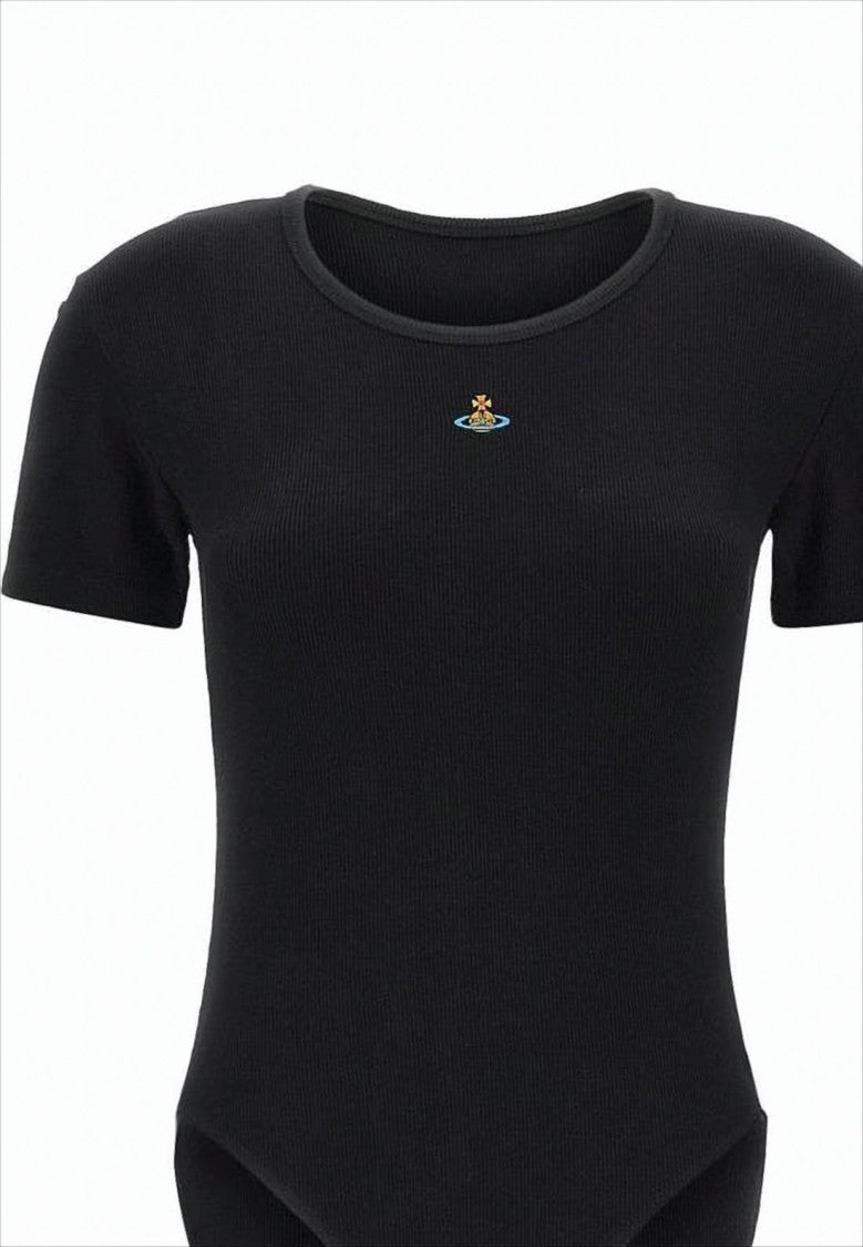 Vivienne Westwood Fitted Ribbed Bodysuit With Minimalist Design And Emblem