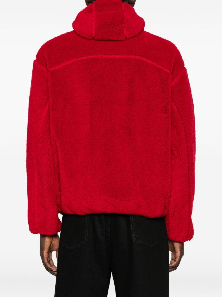 Kenzo Red Fleece Jacket With Embroidered Logo
