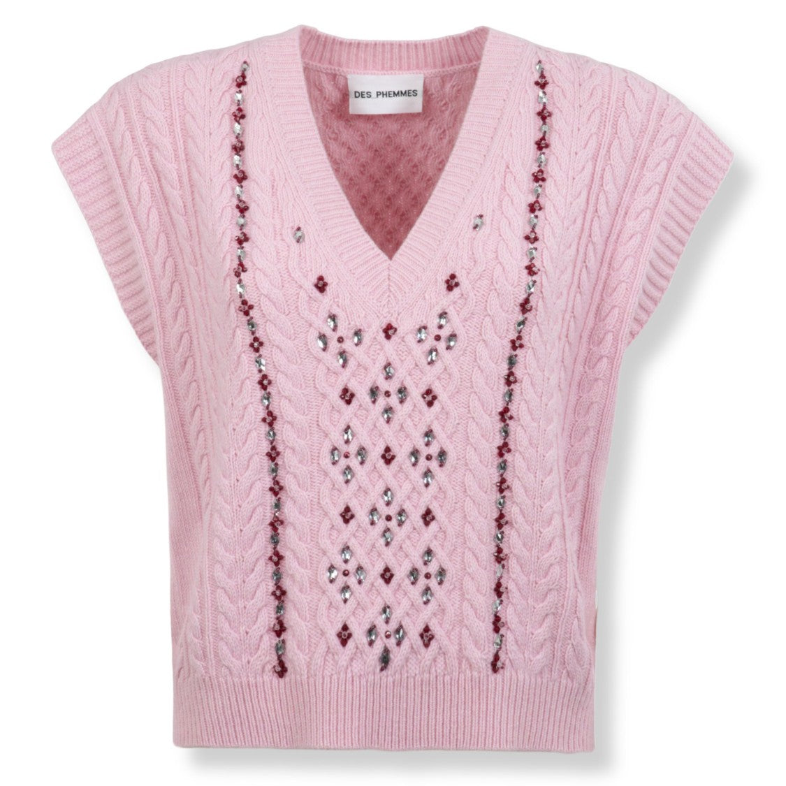 Des Phemmes Cable Knit Vest With Textured Pattern