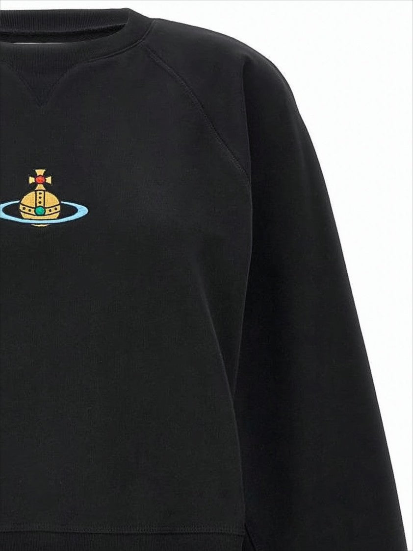 Vivienne Westwood Cropped Black Long-Sleeve Sweatshirt With Embroidered Emblem