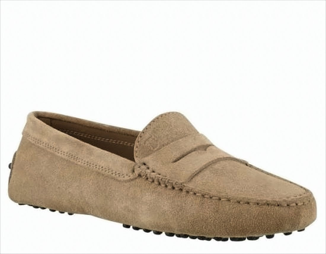 Tod's Suede Loafer With Leather Accents And Pebble Grips