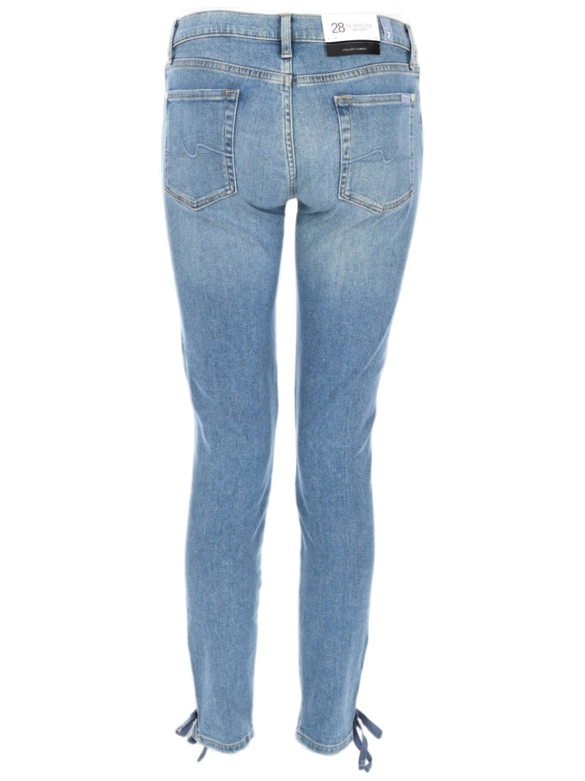 7 For All Mankind Slim Fit Light Blue Jeans With Unique Tied Bow Hem