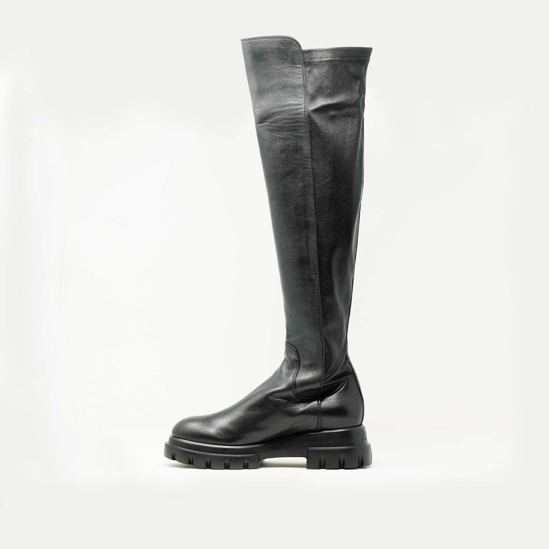 Agl Black Leather Stretch Boot