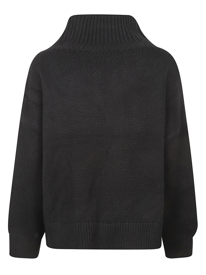 Yves Salomon Chunky Knit Sweater With High Ribbed Neckline