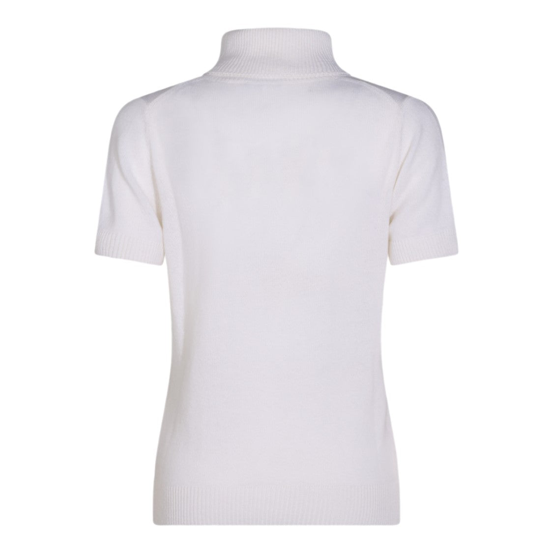 Allude Short-Sleeved Sweater With High Turtleneck And Ribbed Detailing