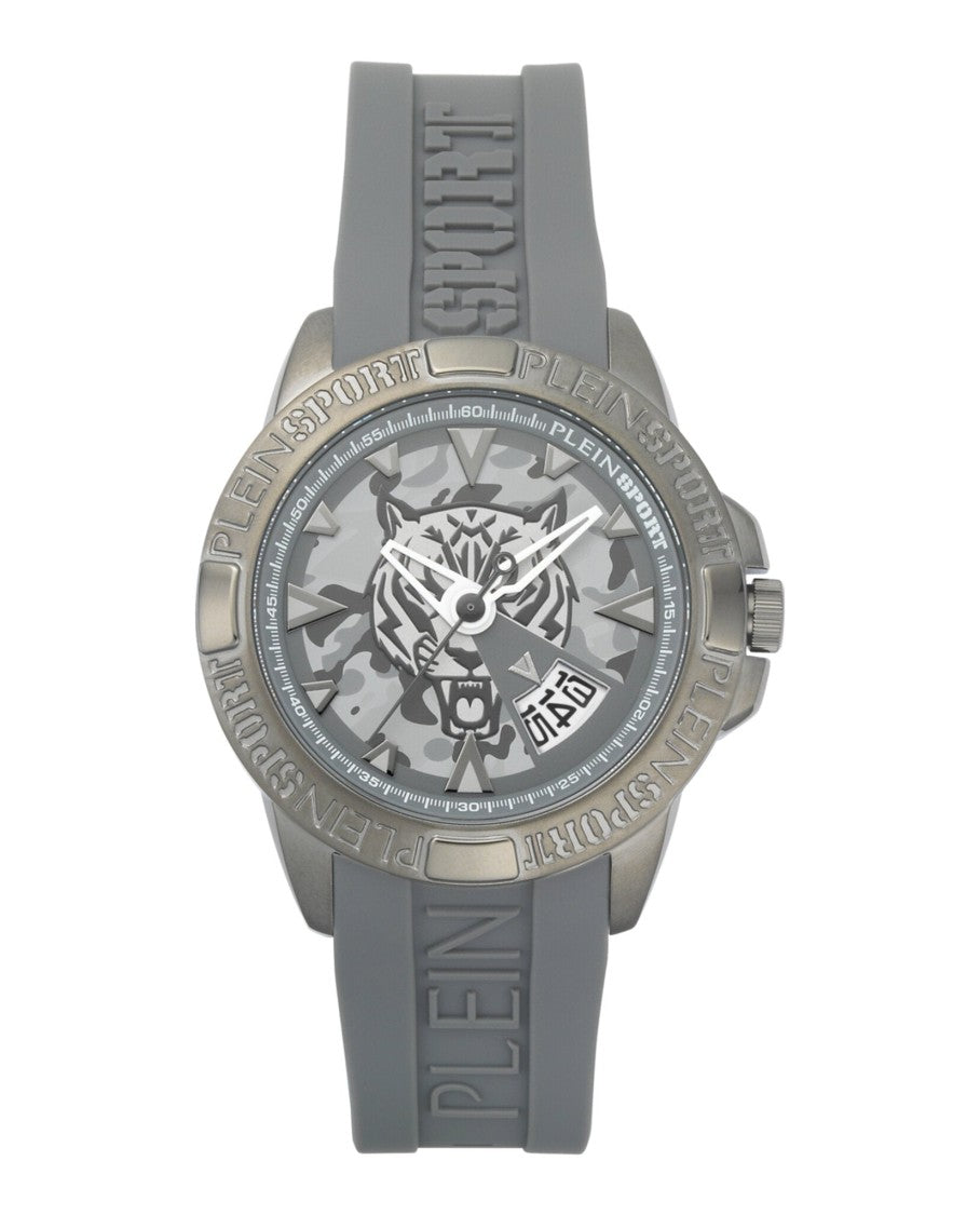 Plein Sport Sporty 44Mm Gunmetal Watch With Camo Guilloche Dial