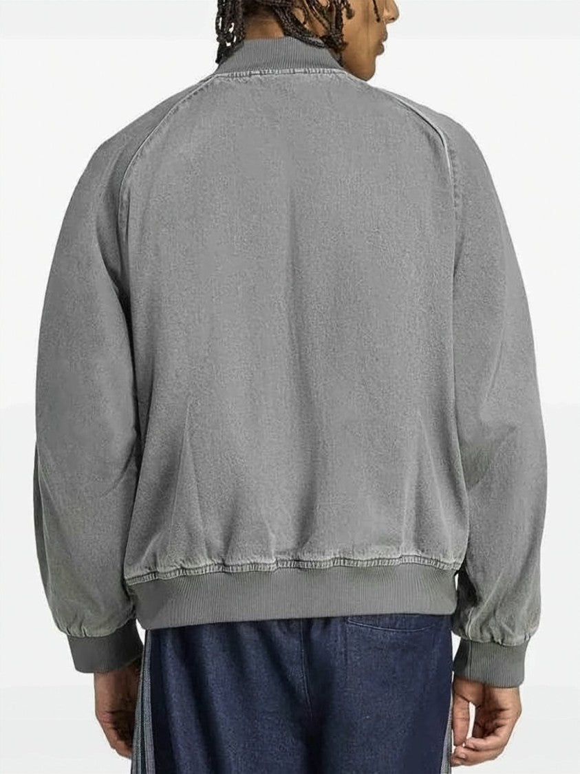 Adidas Washed Denim Jacket With Ribbed Cuffs