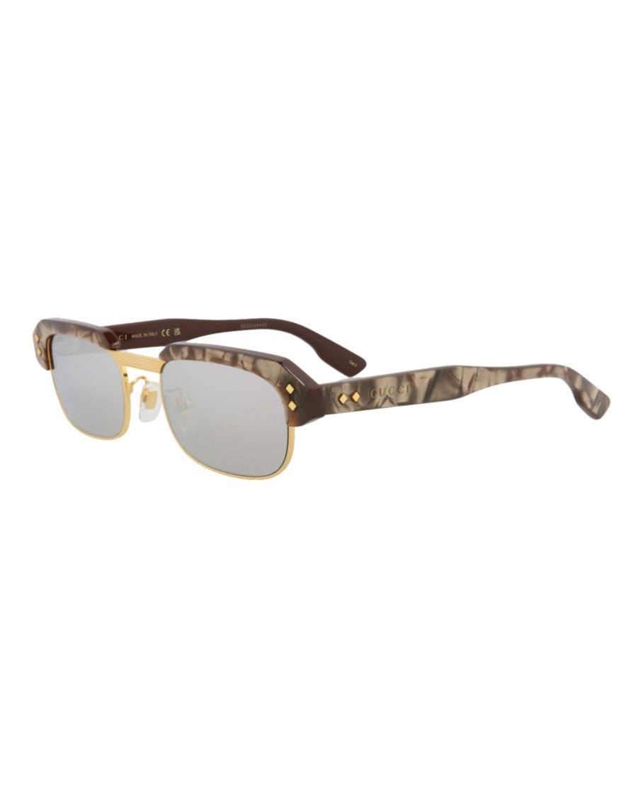 Gucci Square-Frame Sunglasses With Recycled Acetate And Gold Accents