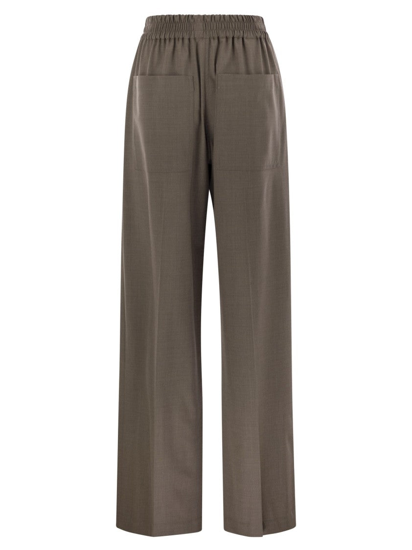 Brunello Cucinelli Tropical Luxury Wool Loose Trousers