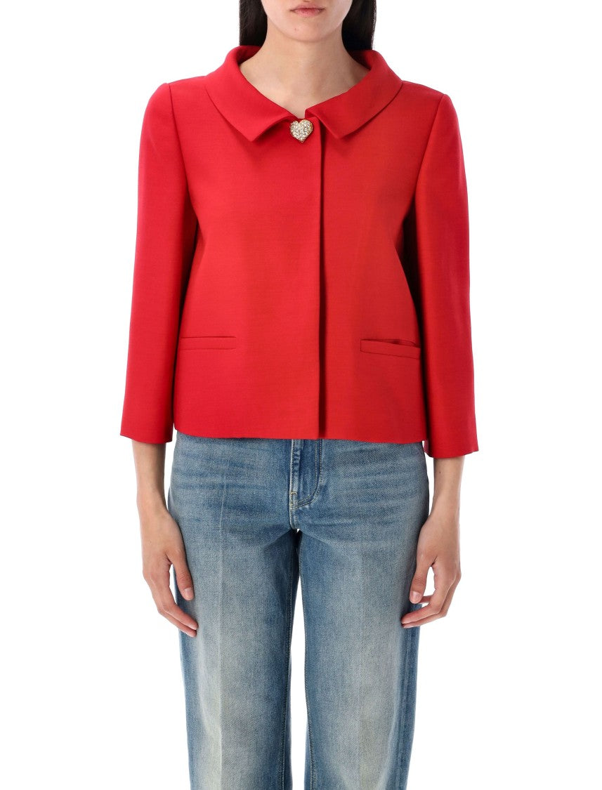 Valentino Garavani Cropped Jacket Crepe Coutre