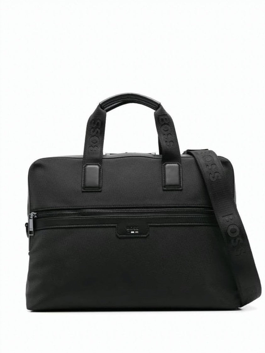 Hugo Boss Minimalist Black Recycled Polyester Shoulder Bag
