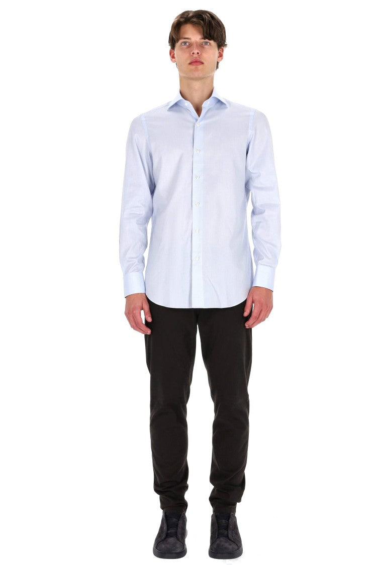 Finamore Traveller Tailored Shirt In Royal Oxford Linea Milano