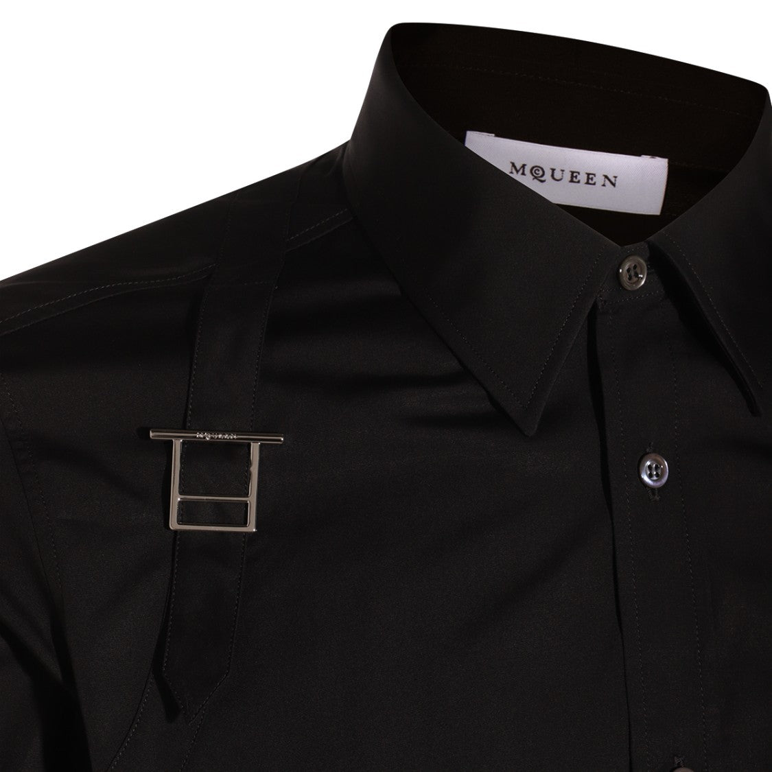 Alexander Mcqueen Black Cotton Silver Tone Shirt