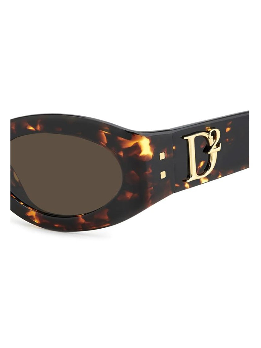 Dsquared2 Oval Tortoiseshell Acetate Sunglasses With Logo Detail
