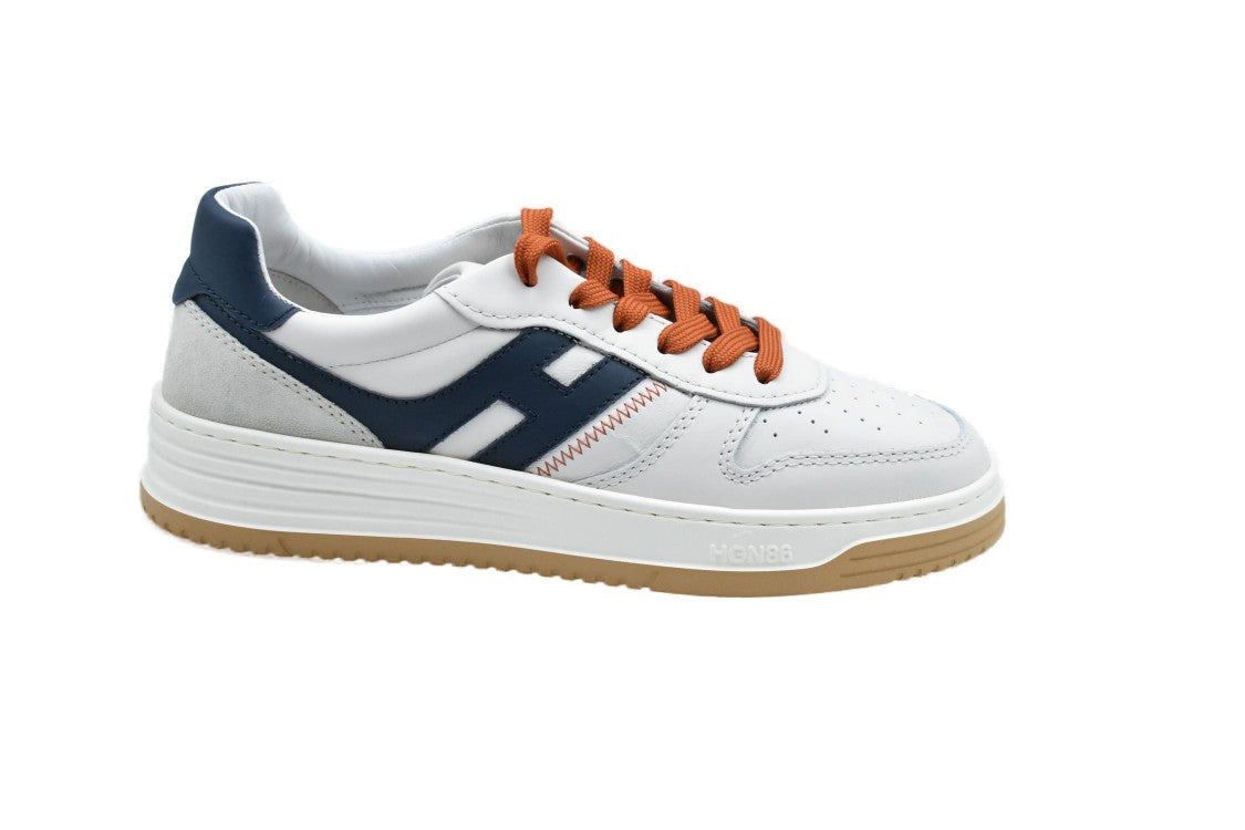Hogan White And Orange Low Sneakers With Chunky Sole