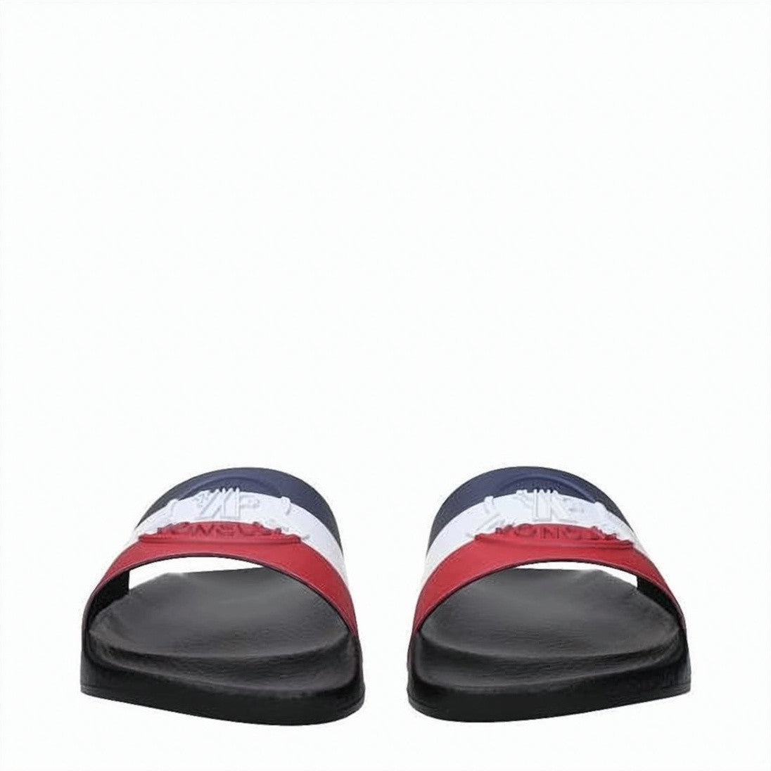 Moncler Rubber Slides With Bold Striped Strap And Textured Sole
